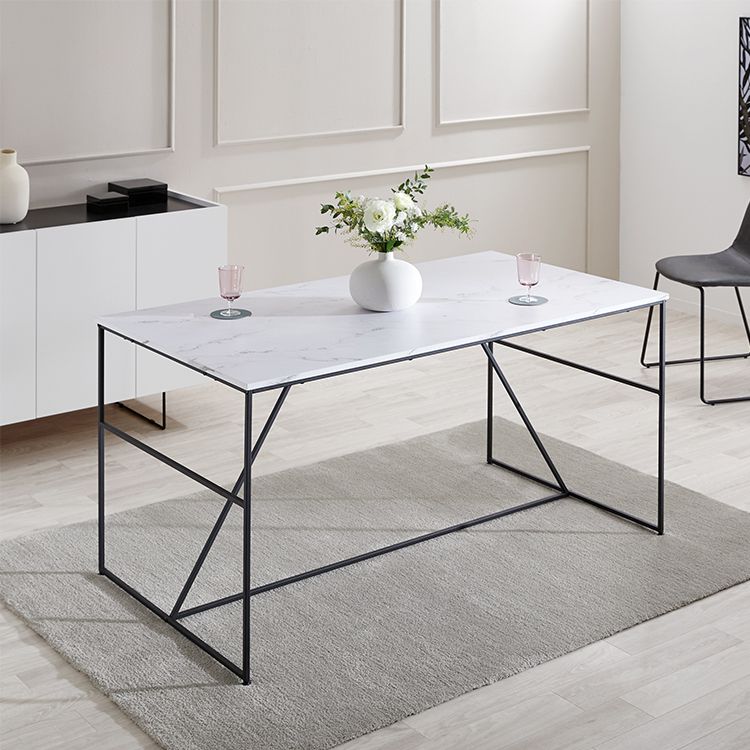 ダイニングテーブル 大理石柄 単品 インテリア スチール [幅140]