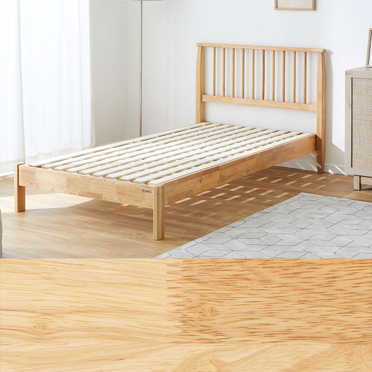 Slatted bed with headboard made of solid wood [S]