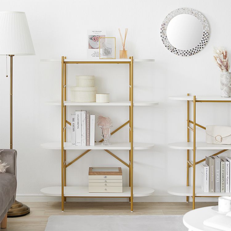Stylish white and gold open shelf with 4 shelves