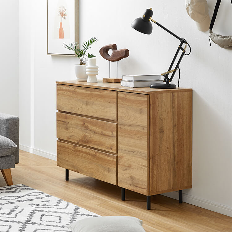 Wood grain chest cabinet