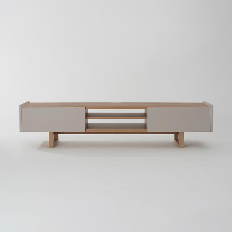 A stylish TV stand in shabby natural and beige