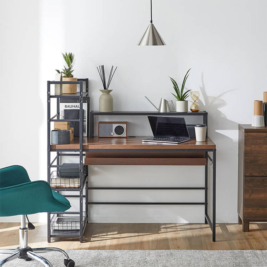 Computer desk, choose from 3 types, with bookshelf and storage