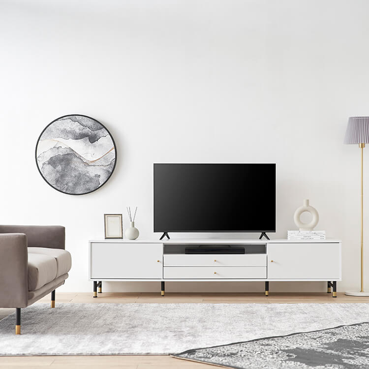 TV stand white x gold