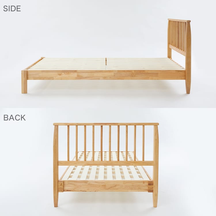 Slatted bed with headboard made of solid wood [S]