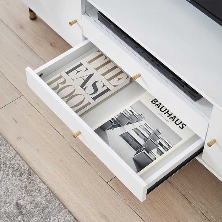 White and gold TV stand