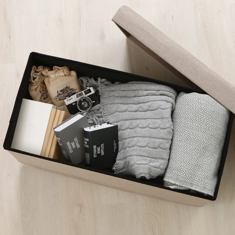 Bench storage, folding, beige/charcoal