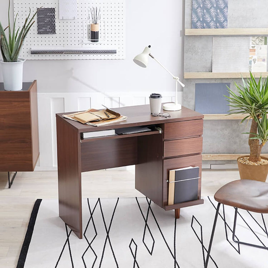 Computer desk with integrated storage for A4 size documents