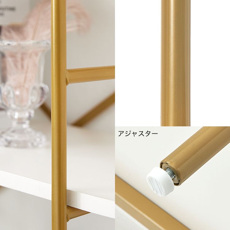 Stylish white and gold open shelf with 4 shelves