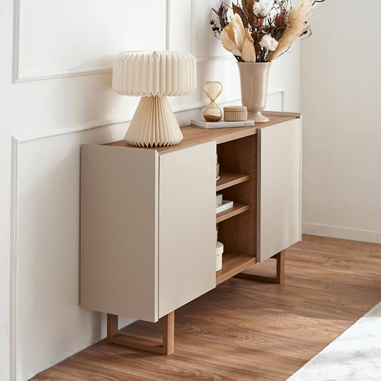 A stylish sideboard in shabby natural and beige