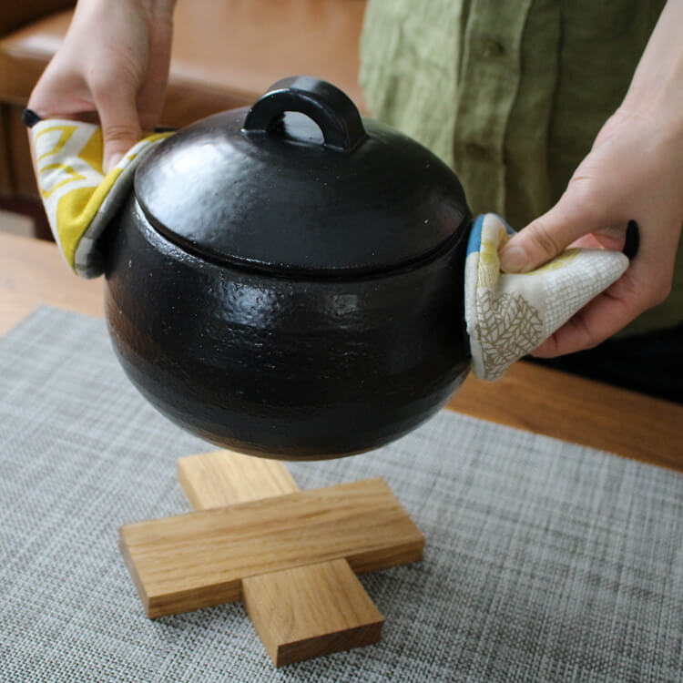 萬古焼 ごはん鍋 三合炊き 竹しゃもじ付