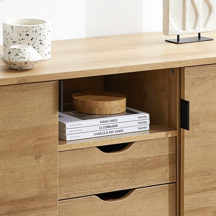 Cabinet Storage Shelf Wooden 3 Tier Open Rack
