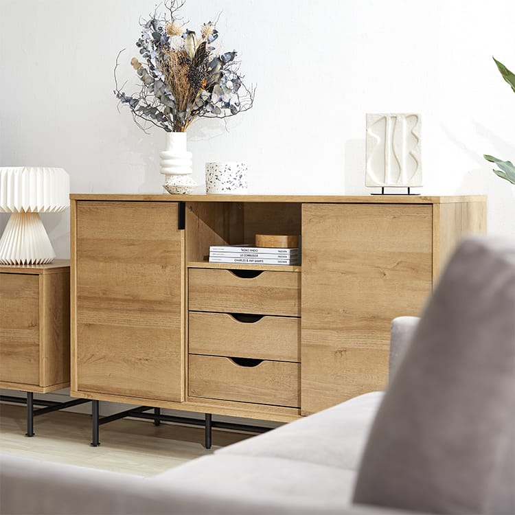 Cabinet Storage Shelf Wooden 3 Tier Open Rack