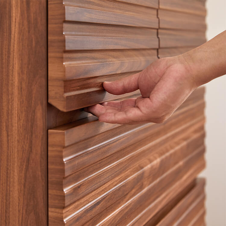 Chest of drawers, dresser, clothes storage, closet, low chest, high chest, wood grain, steel legs