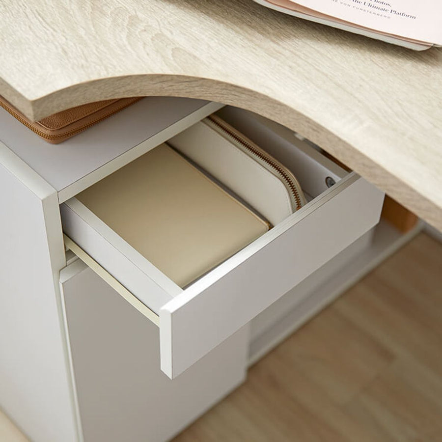 Computer desk, L-shaped desk, with drawer, office desk, with storage