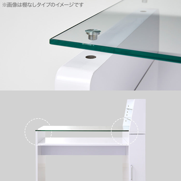 Nail desk with glass shelf, slim, glass top, wagon