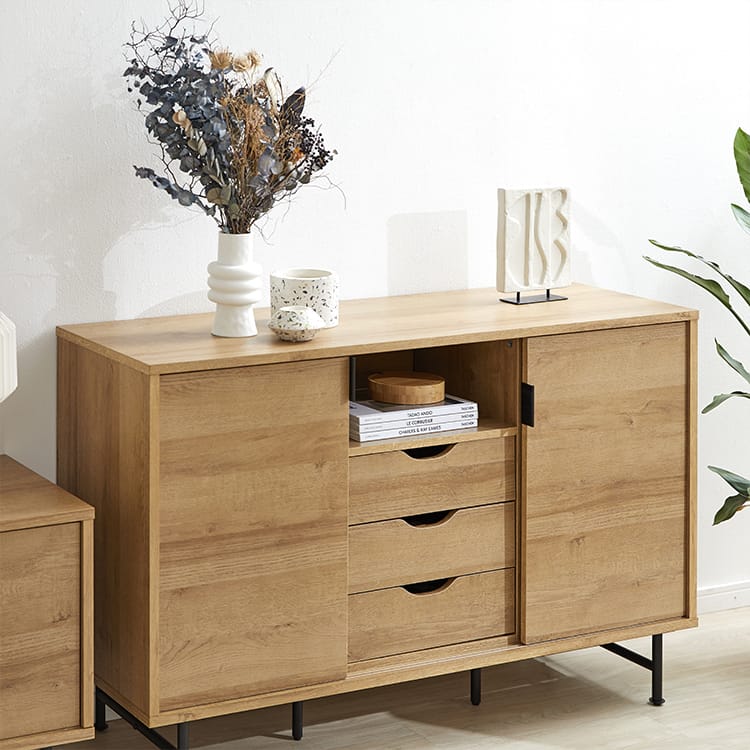 Cabinet Storage Shelf Wooden 3 Tier Open Rack