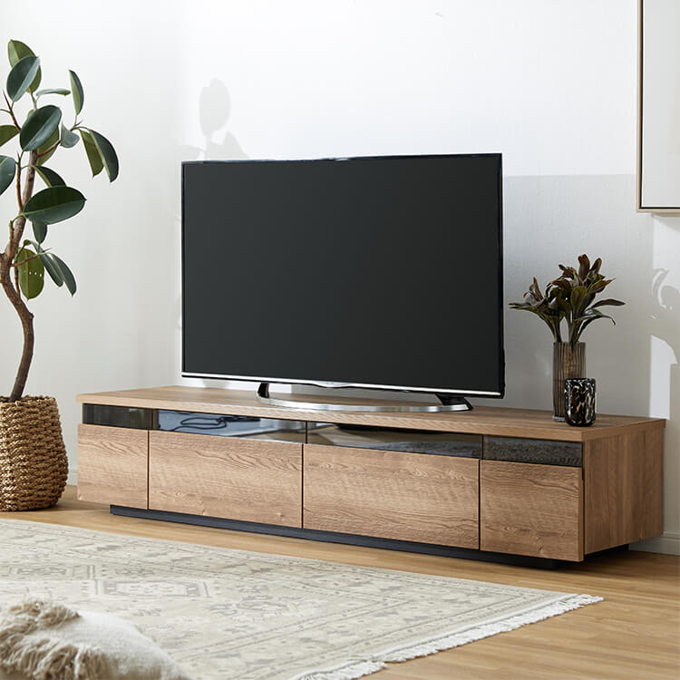 日本製テレビ台 木製 ストーン柄