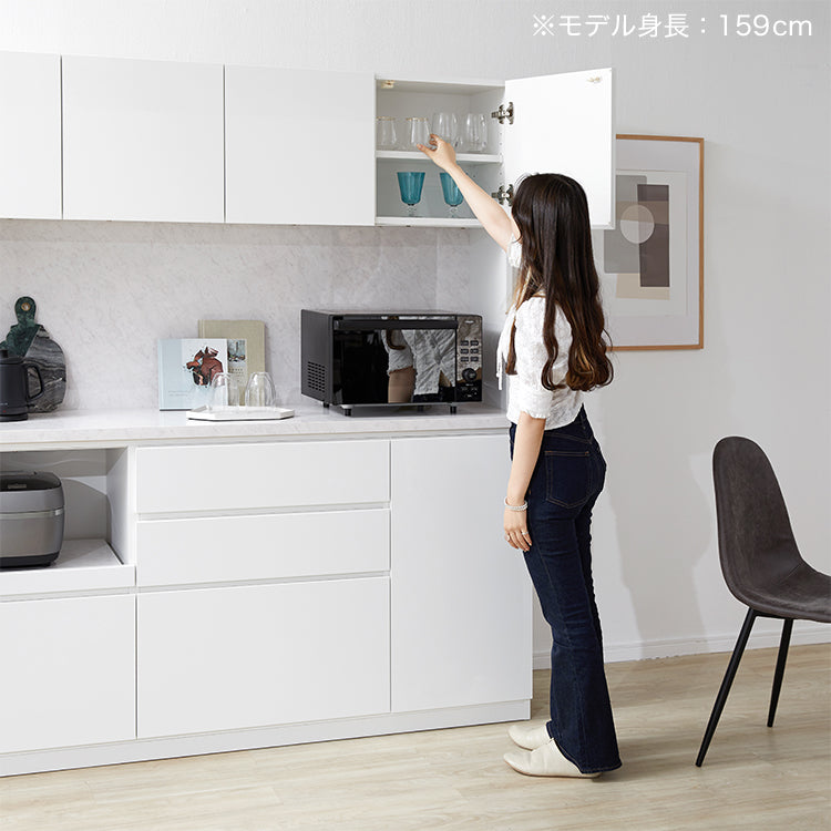 日本製 食器棚 キッチン収納 レンジ台 スライドカウンター付 引き出し 大理石調