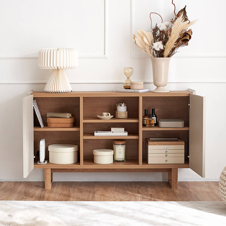 A stylish sideboard in shabby natural and beige