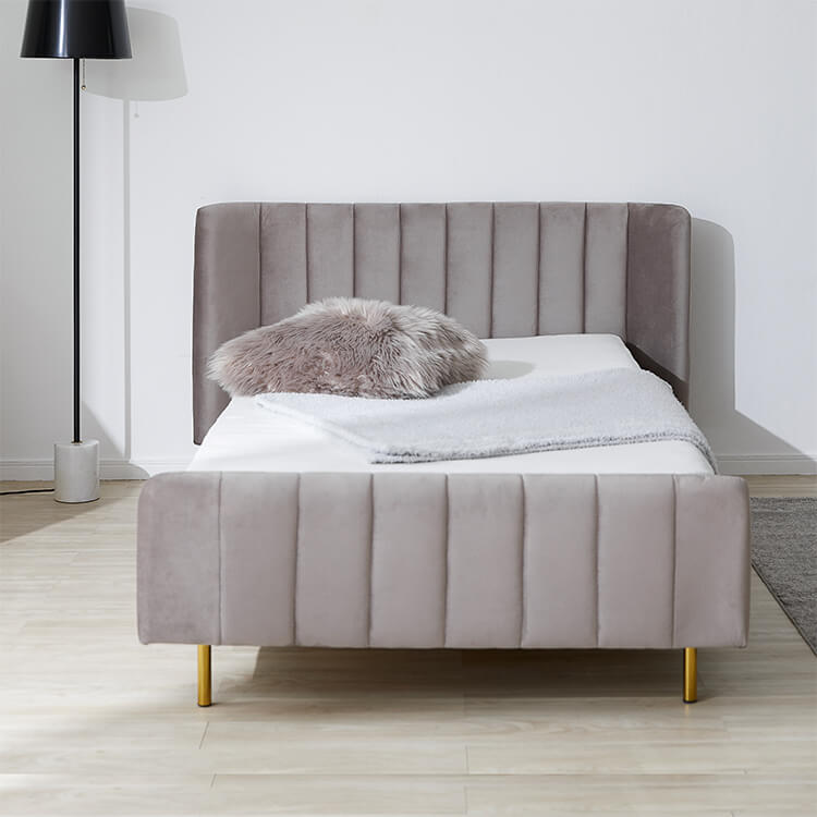 Velvet-like fabric bed frame [S]