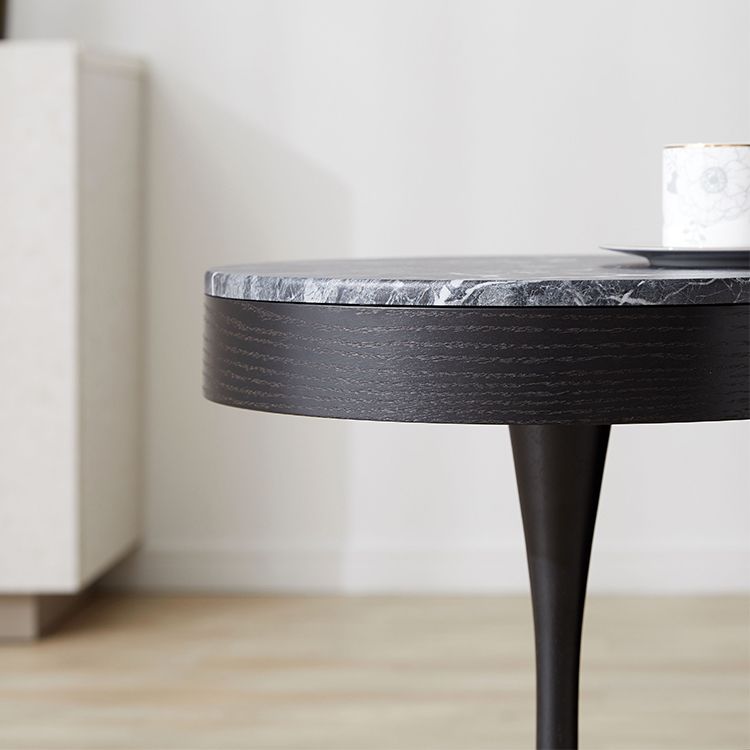 Marble pattern side table, night table, coffee table, round table with storage
