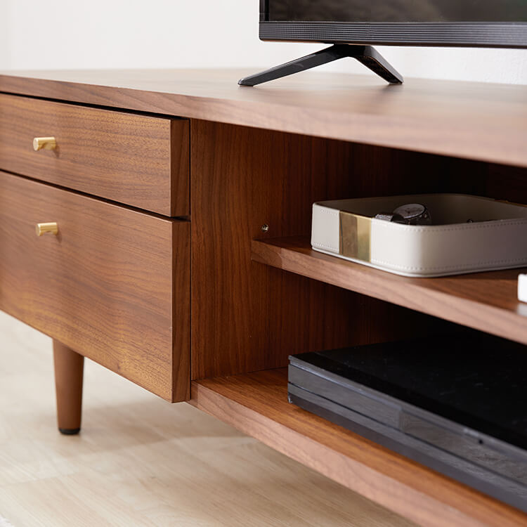 Wood-grain TV stand, brass, wooden legs, made in Japan [width 180]