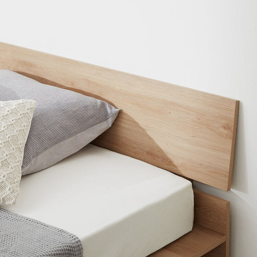 Bed frame, low-type slatted bed, wood grain [SD]