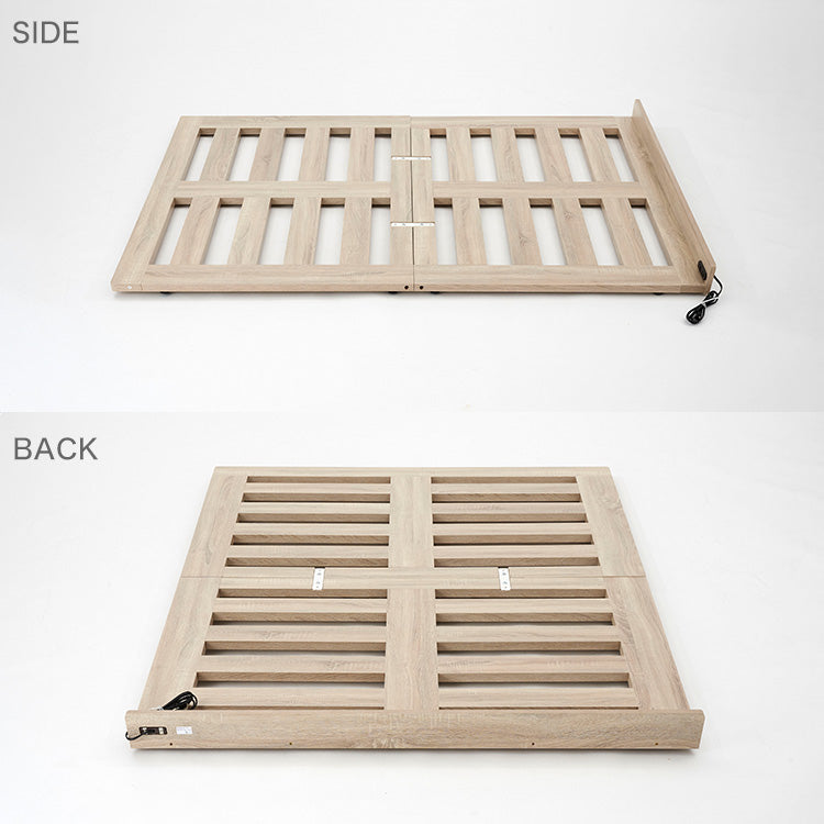 Low bed with power outlet tap storage Slatted bed [D]