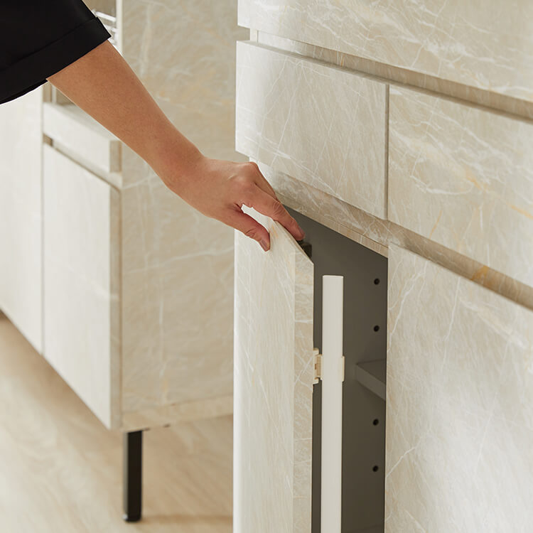 キッチンカウンター キッチンラック 食器棚 大理石柄 キッチンボード キッチン収納 スライド 国産 ストーン風