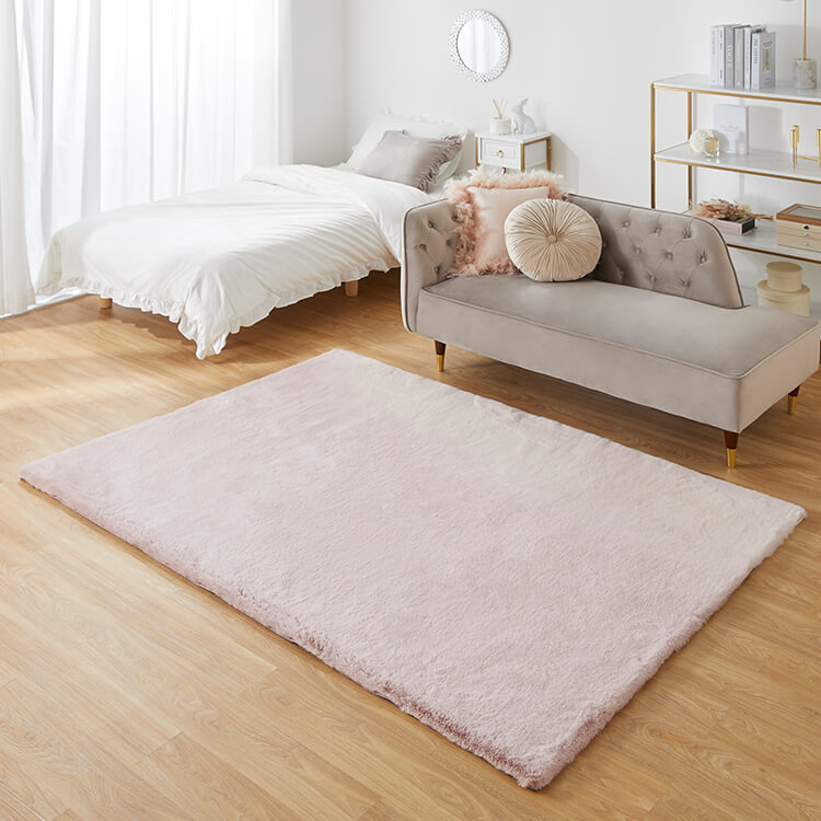 Lサイズ ラグ ラグマット カーペット シャギーラグ フェイクラビットファー 絨毯 長方形 滑り止め付き