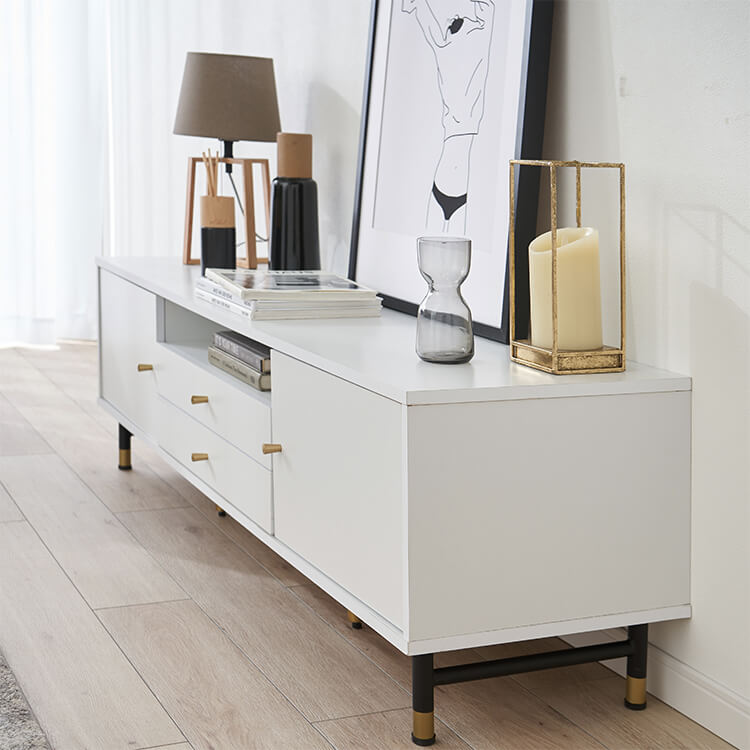 White and gold TV stand