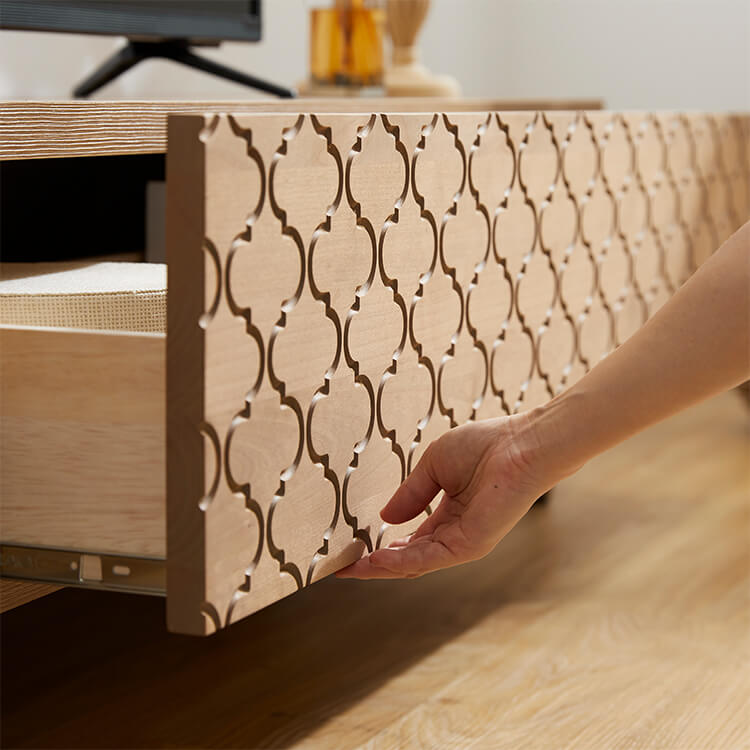 Moroccan pattern TV stand, wooden, made in Japan