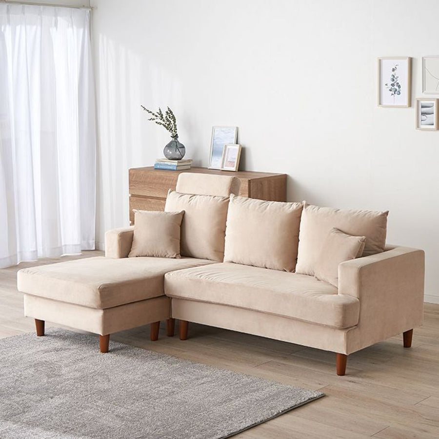 Velvet-like 3-seater couch sofa High-back sofa