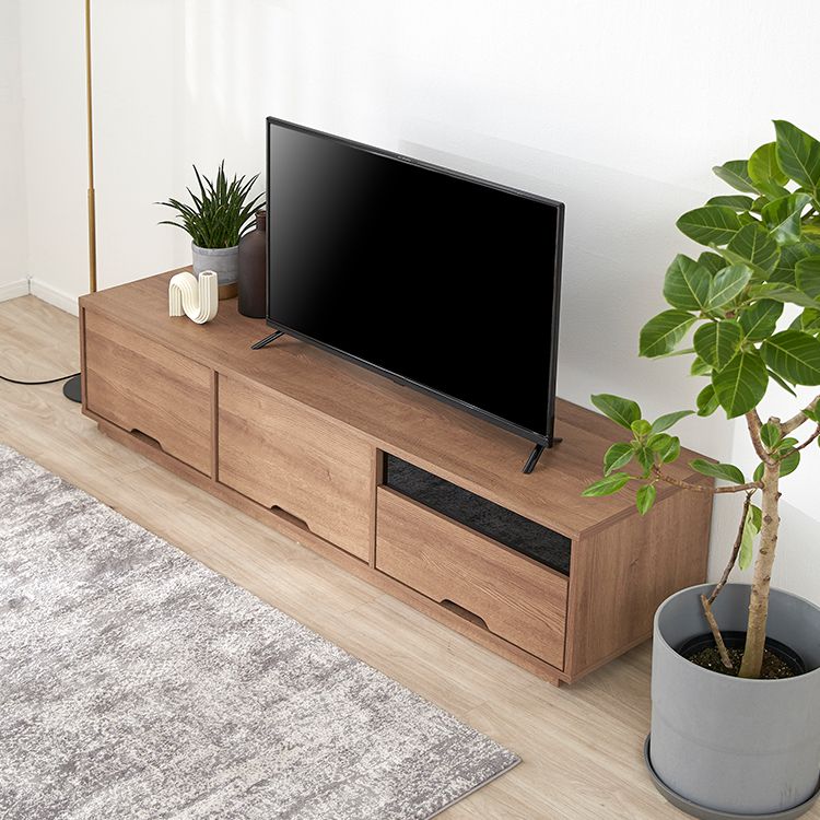 Wood grain TV stand with large storage capacity