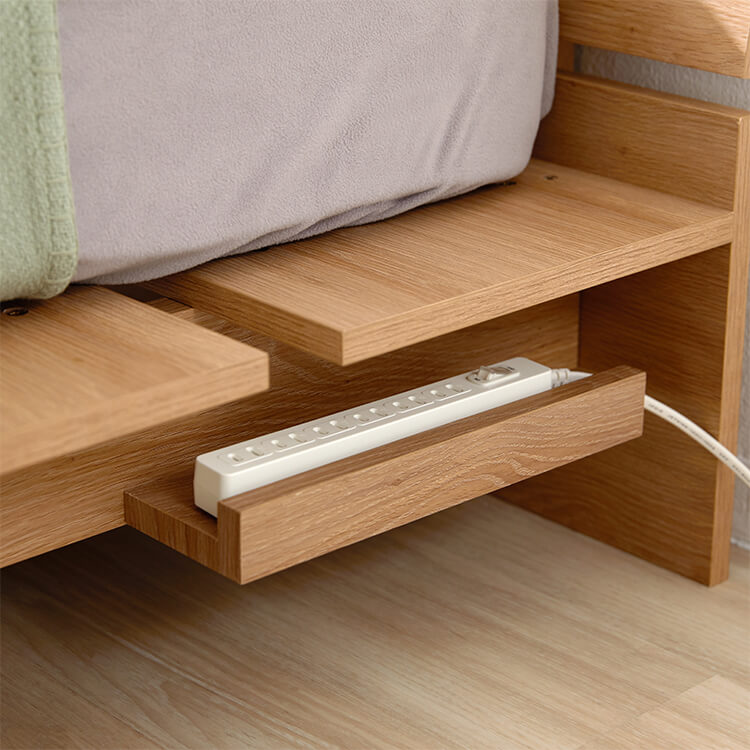 Bed frame, low bed, low type, wood grain bed, tap storage [SD]