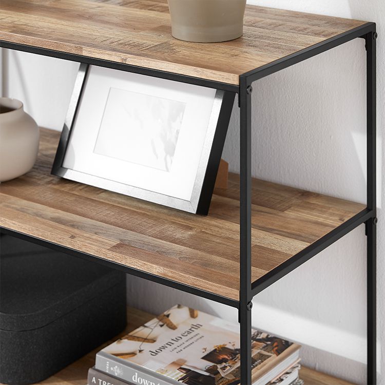 Wood-grain open shelf, display rack, solid wood look, 3 shelves