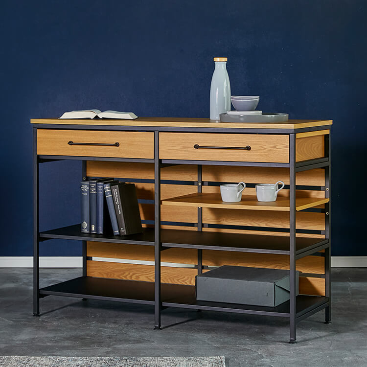 Kitchen counter with steel legs, range stand, kitchen storage cabinet