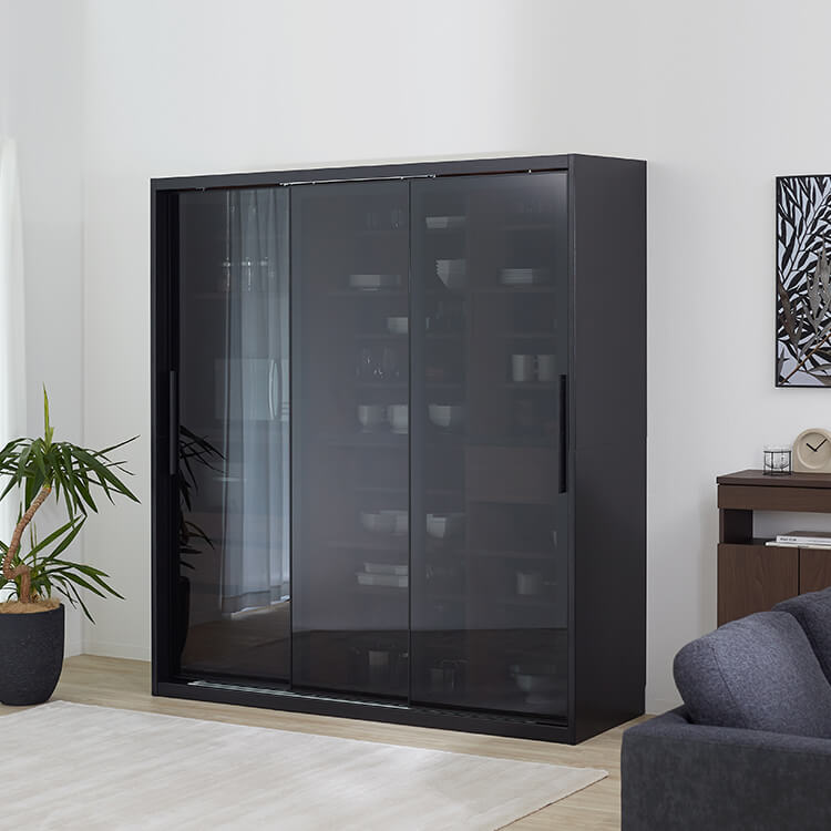 Dish cabinet, finished product, kitchen storage, kitchen board, range stand, rack, glass door, space-saving, adjustable shelf
