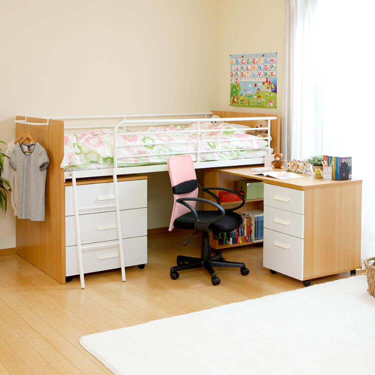 子供用システムベッド3点セット ベッド 学習机 チェスト