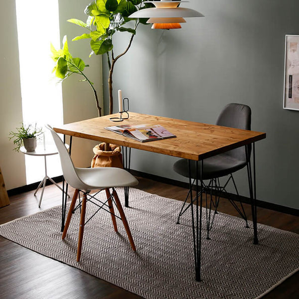 Dining table, single item, mixed material, steel legs, 120cm
