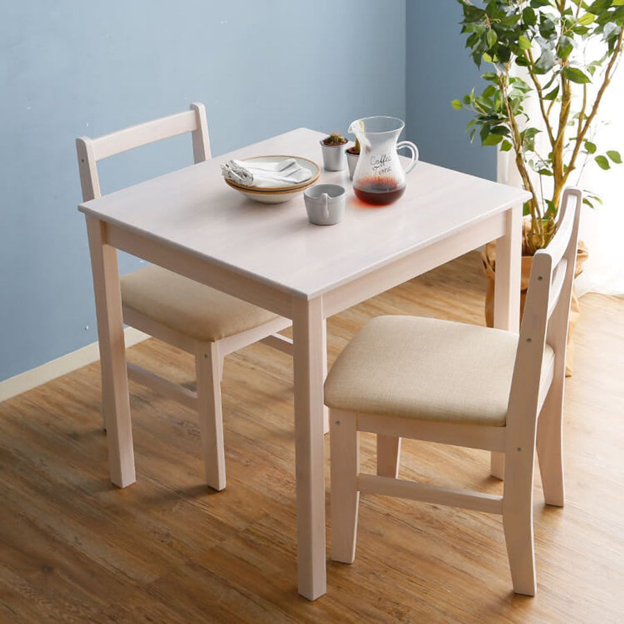 ダイニングテーブルセット 2人掛け（3点） コンパクト パイン無垢材 カフェ風