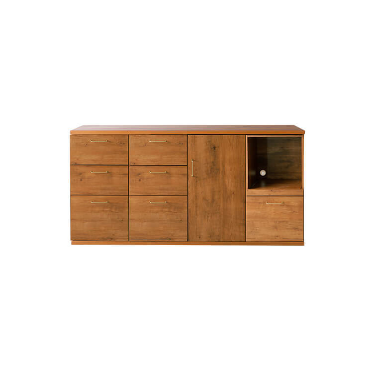 Low-type cupboard, wooden, semi-finished product, made in Japan, free combination, antique style