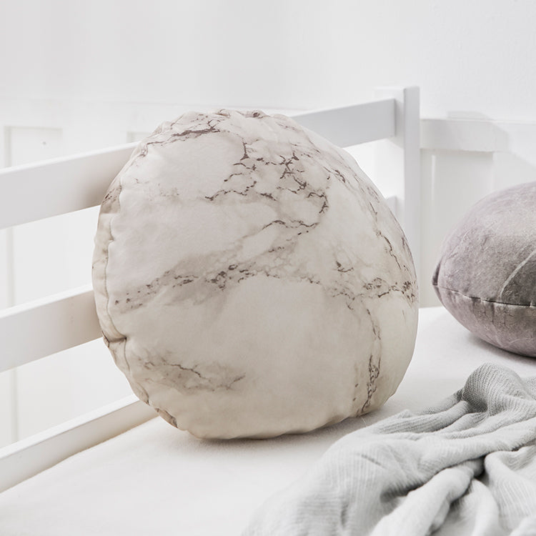 クッション ビーズクッション 日本製 大理石柄 円形 洗えるカバー S
