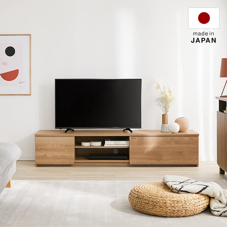 テレビ台 日本製 ローテレビ台 49V型対応 木製 フラットデザイン 半完成品