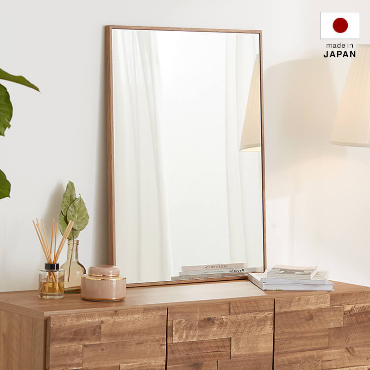 Mirror, single item, dresser, vanity, makeup, simple, wood grain, slim