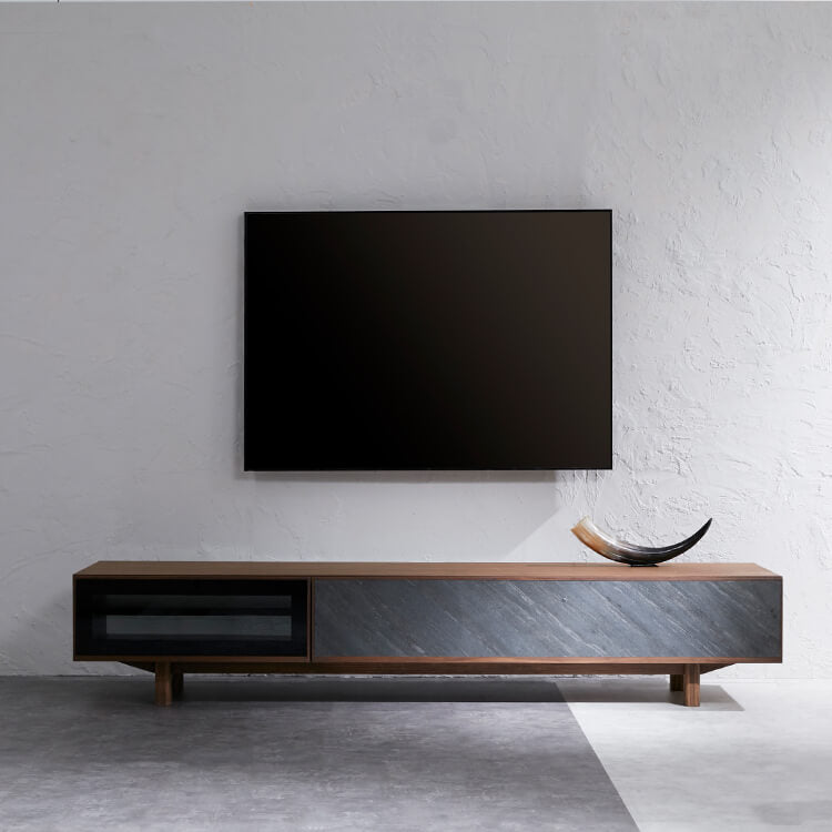 日本製 ローテレビ台 突完成品 突板使用 ハンディーストーン