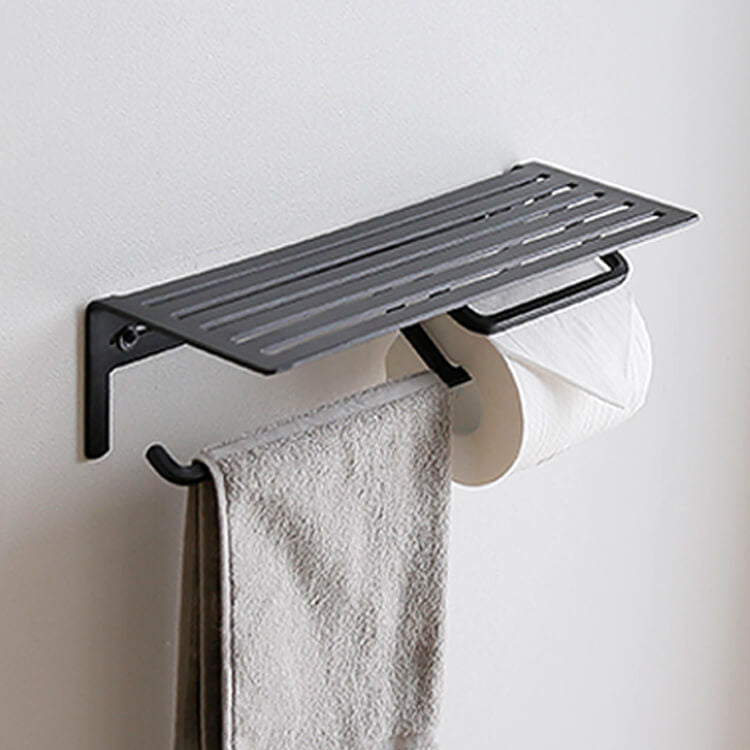 Toilet paper holder hanger type, available in 2 types: with towel rail, made of natural wood, steel, vintage