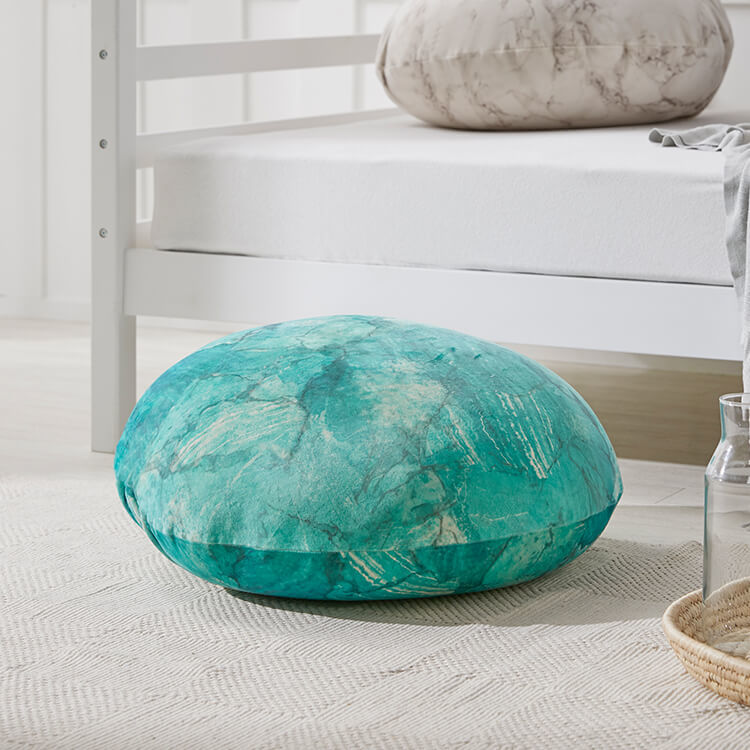 クッション ビーズクッション 日本製 大理石柄 円形 洗えるカバー M