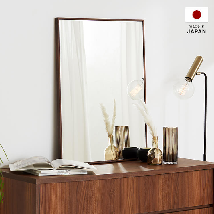 Mirror, single item, dresser, vanity, makeup, simple, wood grain, slim