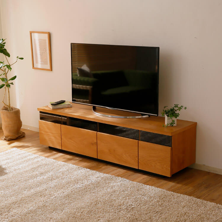 テレビ台 日本製 ローテレビ台 50V型対応 完成品 節あり突板・調湿機能素材使用